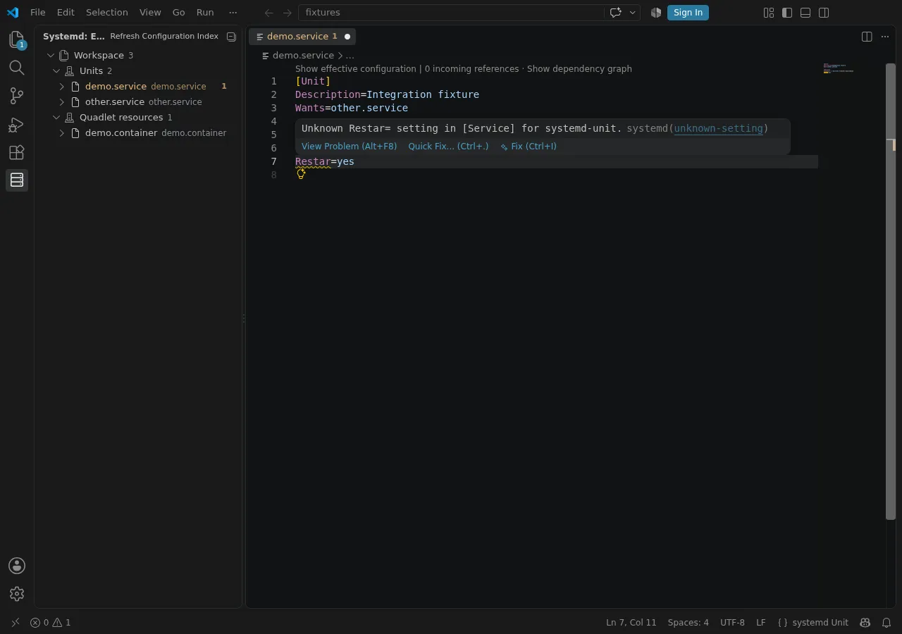 A directive diagnostic with quick fixes